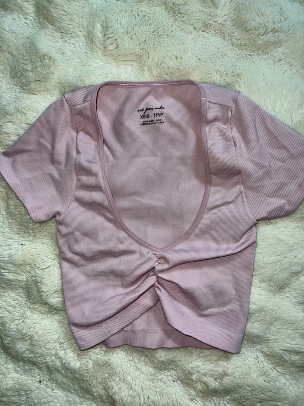 Urban Outfitters Light Pink Ruched Scoop Crop Top